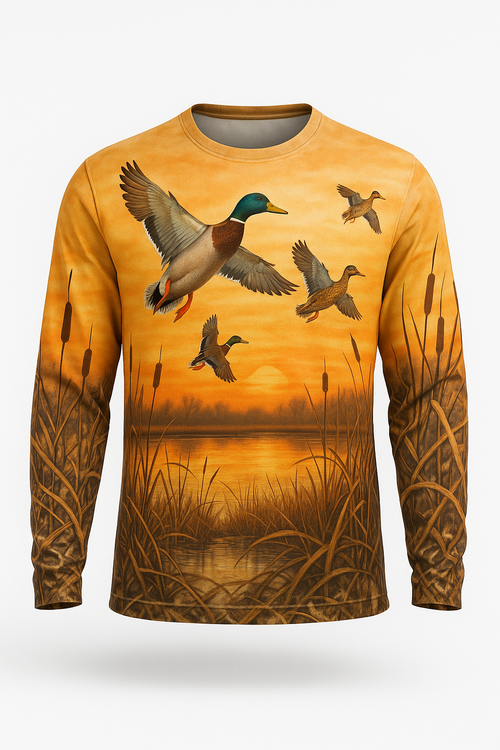 Mallard Ducks Sunset Marsh All-Over-Print Shirt