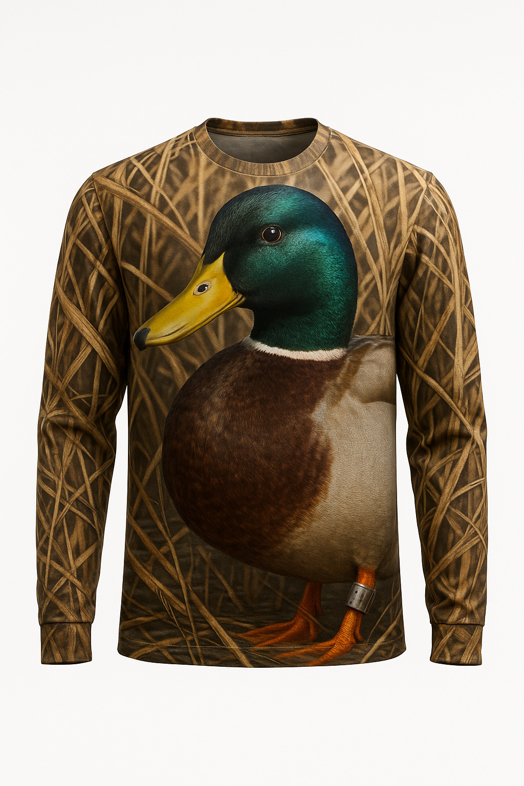Banded Mallard Drake all over print long sleeve hunting shirt