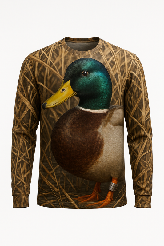 Banded Mallard Drake all over print long sleeve hunting shirt