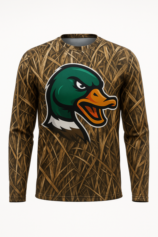 Tough Mallard Mascot all over print long sleeve hunting shirt