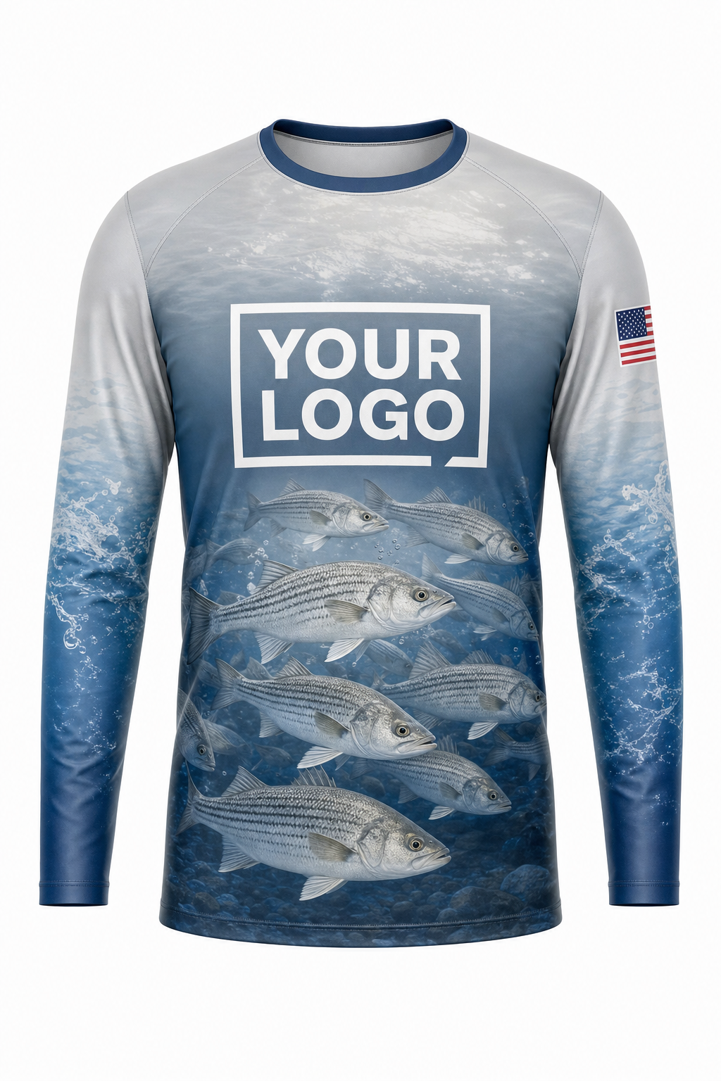 White Bass Fishing Charter Crew Uniform - custom company logo all-over-print uniform