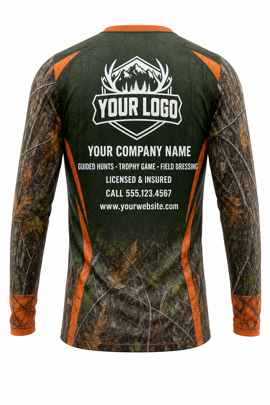 Whitetail Deer Hunting Guide Crew Uniform - custom company logo all-over-print uniform