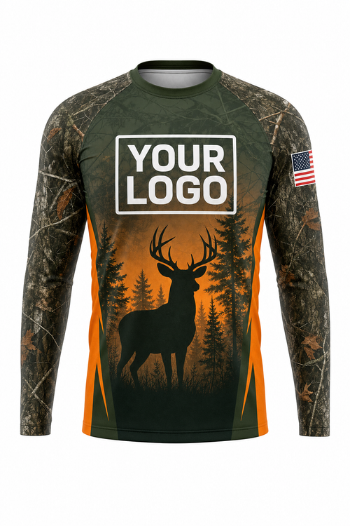 Whitetail Deer Hunting Guide Crew Uniform - custom company logo all-over-print uniform