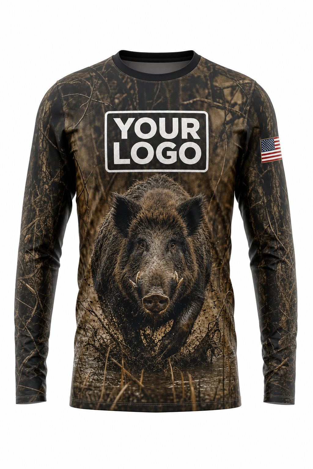Wild Boar Hunting Guide Crew Uniform - custom company logo all-over-print uniform