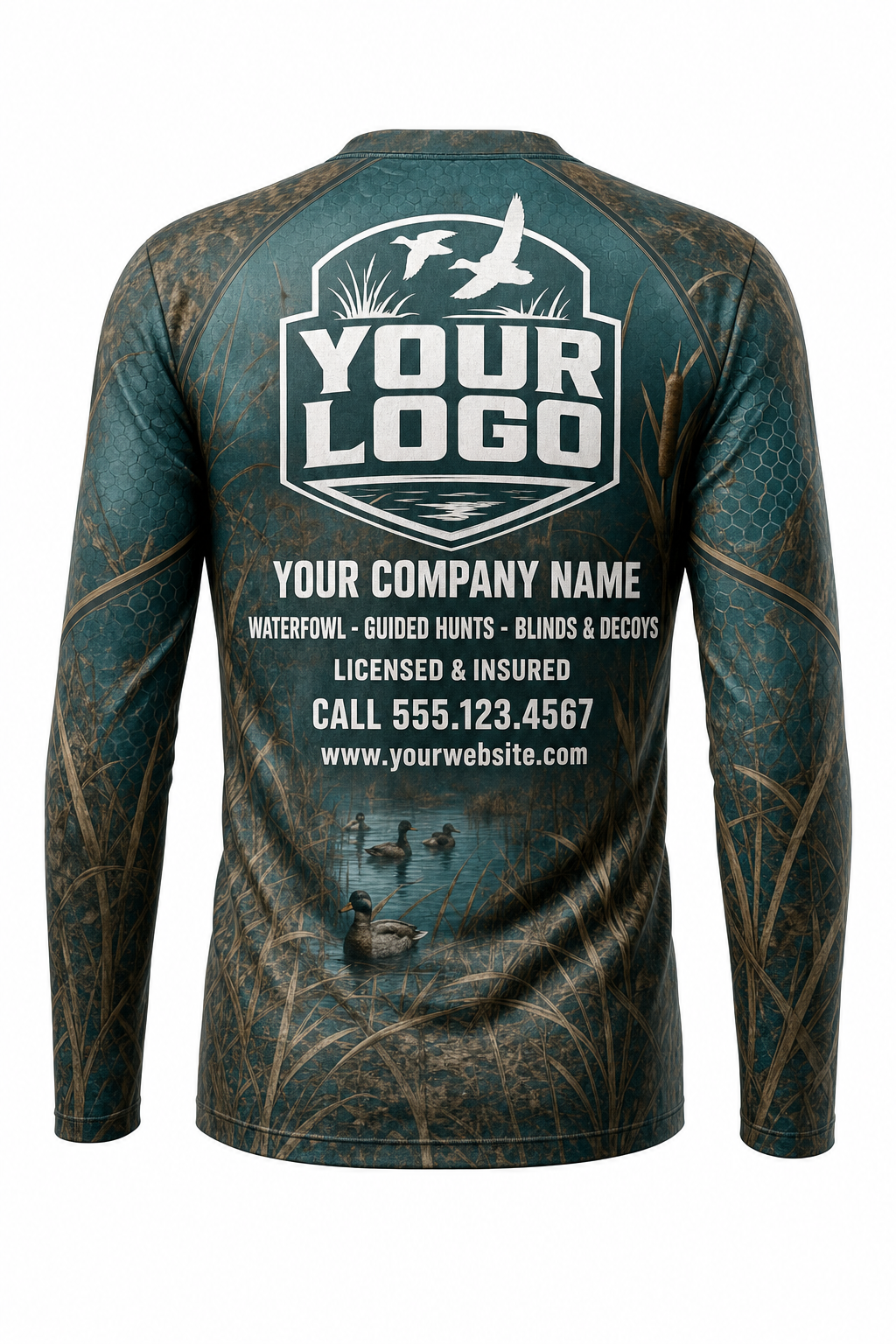 Wood Duck Hunting Guide Crew Uniform - custom company logo all-over-print uniform