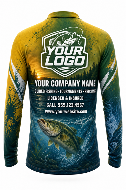 Yellow Perch Fishing Charter Crew Uniform - custom company logo all-over-print uniform