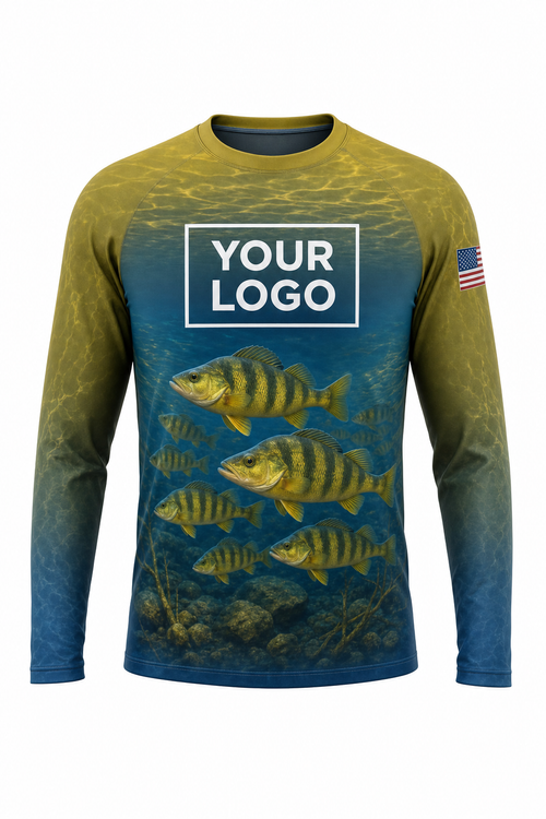 Yellow Perch Fishing Charter Crew Uniform - custom company logo all-over-print uniform