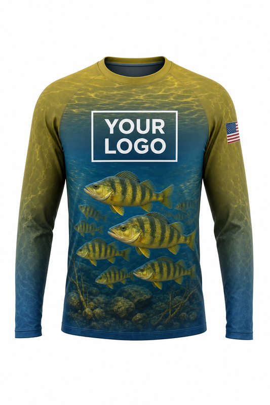 Yellow Perch Fishing Charter Crew Uniform - custom company logo all-over-print uniform