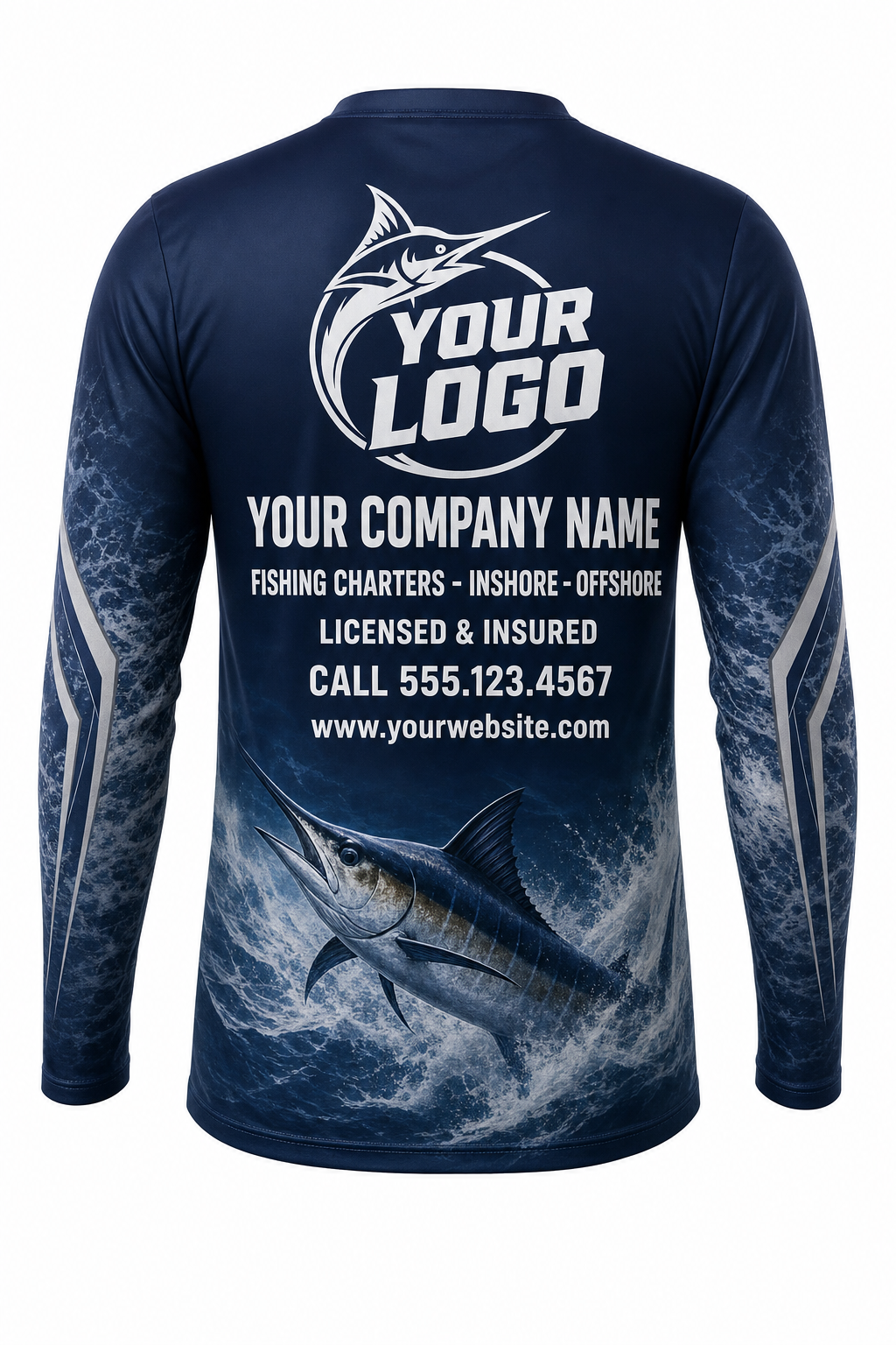 Yellowfin Tuna Fishing Charter Crew Uniform - custom company logo all-over-print uniform